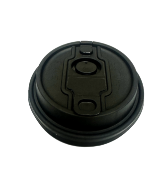 90mm PET Cup Lid  X 25 Black with straw hole